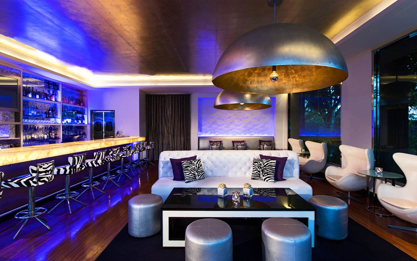 inside Silver Trumpet Bar with dim lighting